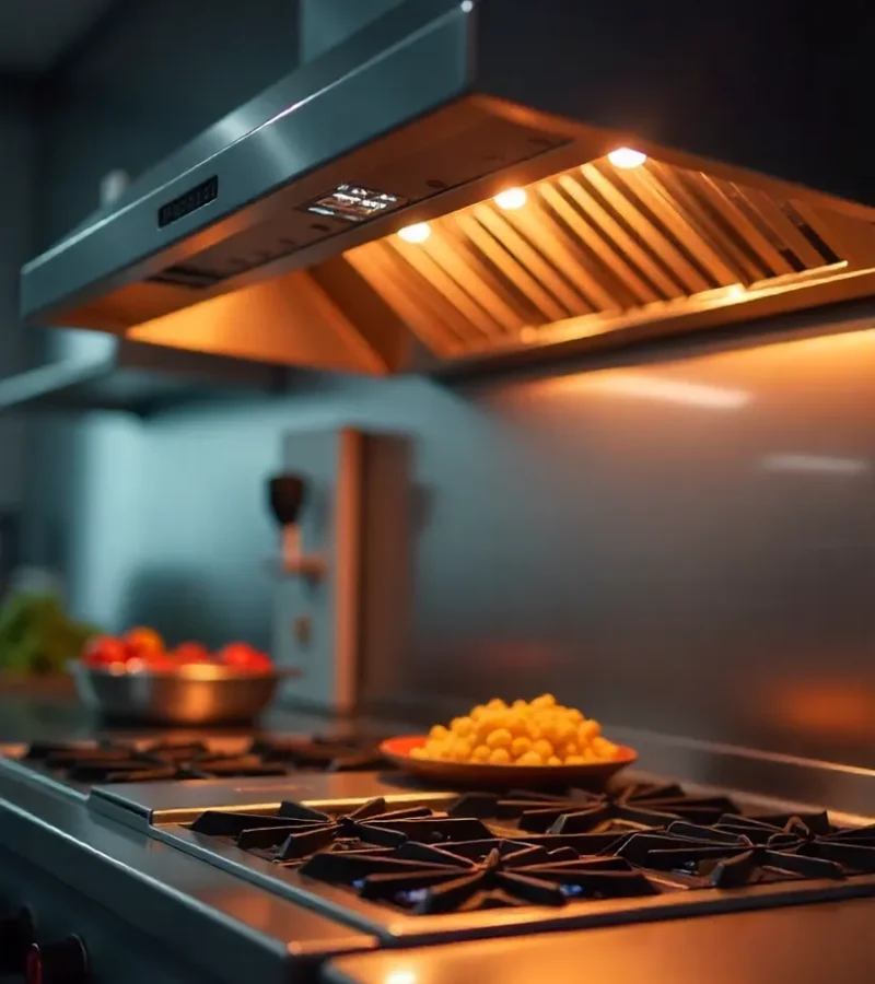 Cocina industrial con sistema de extracción e inyección de aire compensado